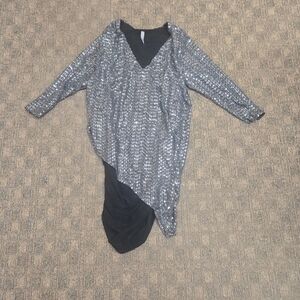 Last Tango Tunic Black and Silver Sequin Dress Medium
